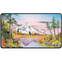 Bob Ross Mighty Mountain Lake Black Stitched Spielmatte