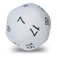 Jumbo D20 Novelty Dice Plush in White with Black Numbering