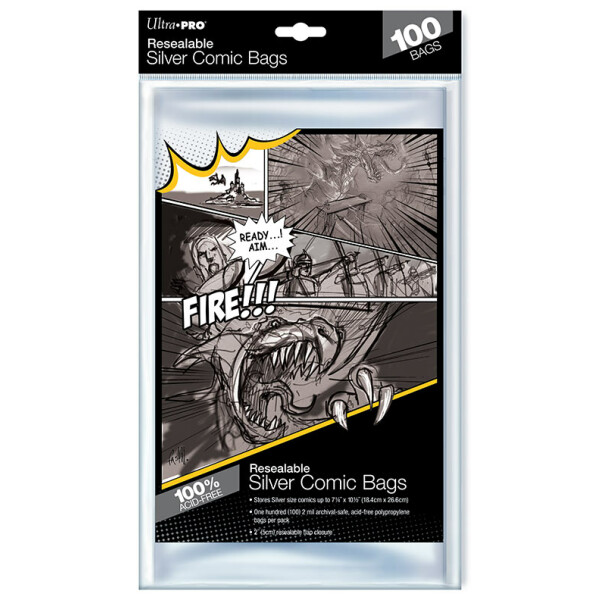 Silver Size 7-1/4" X 10-1/2" Resealable Comic Bags