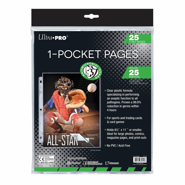 1-Pocket Antimicrobial Page with 8-1/2" X 11" Pocket (25 count retail pack)