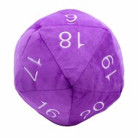 Jumbo D20 Novelty Dice Plush in Purple with White Numbering