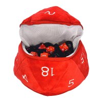 Red and White D20 Plush Dice Bag for Dungeons & Dragons