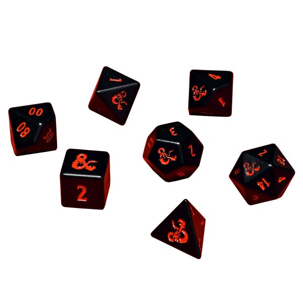 Heavy Metal Black and Red 7 RPG Dice Set for Dungeons...